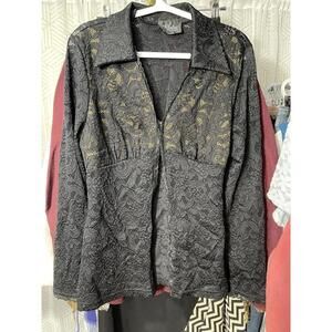 Artex Collection Ladies Black Top And Pull On Pants Set, Sz S/P